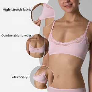 <span class=keywords><strong>Reggiseno</strong></span> Bralette in Stile Francese con Delicato Pizzo, Senza Ferretto, Effetto Nudo, Leggero ed Elegante, Scollo a V, Intimo per Donne - Product Image 3
