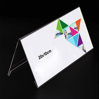 Support de table en acrylique transparent en forme de V pour cartes de visite et étiquettes de prix en plexiglas