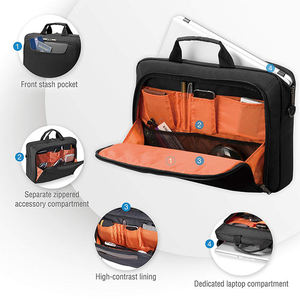 Sac pour ordinateur portable en polyester personnalisé, noir et gris, grande capacité, mallette de voyage d'affaires avec logo style sac à main pour hommes et femmes - Product Image 4