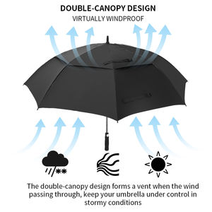 Parapluie personnalisé avec logo imprimé, protection solaire coupe-vent, parapluie de golf de grande taille promotionnel d'entreprise avec évent - Product Image 5