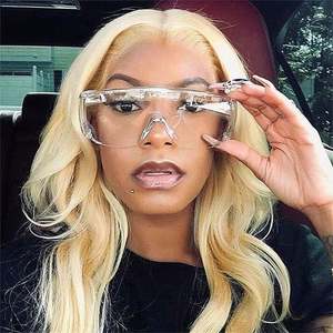 Nuevas gafas de sol transparentes para hombre y mujer, gafas de sol de gran tamaño con lentes transparentes, gafas de sol a prueba de viento UV400 para mujer - Product Image 2