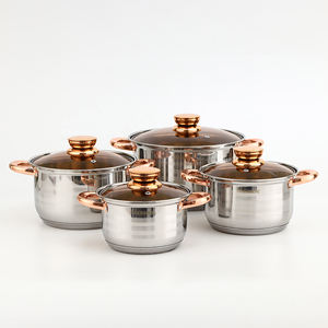 Vente en gros d'ustensiles de cuisine pour la maison Marmite en acier inoxydable <span class=keywords><strong>capsule</strong></span> dorée 12 pièces Batterie de cuisine antiadhésive <span class=keywords><strong>avec</strong></span> couvercle en verre - Product Image 4