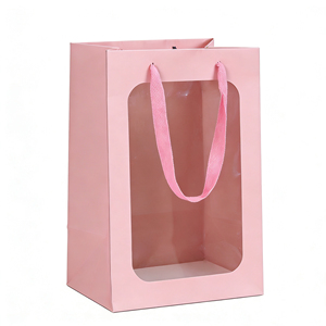Bolsas de Papel Personalizadas con Asas y Ventanas Transparentes, Ideales para Empacar Flores Secas y Regalos Florales Frescos - Product Image 1