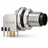 Service de conception personnalisée OEM/ODM disponible, connecteur M12 à coque métallique, corps circulaire, fixation arrière pour commande en gros
