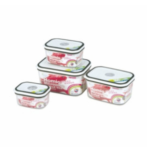 Rectangular <b>Microwave</b> Food Storage Container Set 4 Pieces Airtight Clip On <b>Lid</b> Kitchen Refrigerator Use - Product Image 5