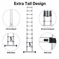 Échelle télescopique en aluminium de 10,8 pieds avec barre stabilisatrice, échelle portable pour la maison et l'extérieur, capacité de 150 kg