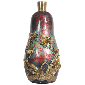 Florero de cobre para orquídeas, forma irregular, decoración hecha a mano para el hogar, sala de estar, recibidor, arreglo de flores secas - Product Image 4