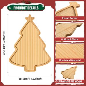 Bandeja de bambú para árbol de Navidad, plato de madera maciza para servir pan tostado, frutas, aperitivos para fiestas - Product Image 4