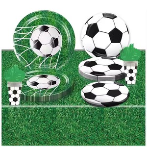 Ensemble de vaisselle classique pour fête de football, pour 10 personnes, avec assiettes, gobelets, serviettes et nappe, pour décorations d'anniversaire et d'événements sportifs - Product Image 3