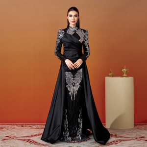 open lace back dress Nude Luxury Long Sleeves Muslim Evening Dresses with Cape SS369A Pink / 18