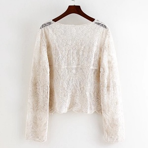 Vintage Bohemian Hollow Knit <strong>Cardigan</strong> Women's Breathable Long Sleeve Crochet Lace Cover-Up Versatile Beachwear <strong>for</strong> <strong>Summer</strong> - Product Image 3