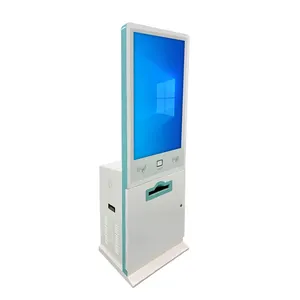Kiosk điều khiển tự phục vụ màn hình cảm ứng LCD 43 inch với máy in và máy quét vé