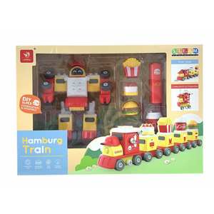 Juguete de Plástico, Tren de Dinosaurios, Hamburguesa Educativa 5 en 1, Tren de Dinosaurios Hamburguesa, Robot de Vapor, Bloques de Construcción DIY para Niños - Product Image 3