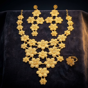 Juego de Collares Largos Chapados en Oro de 14K, 18K y 24K al por Mayor, Joyería India con Diseño Floral, Joyería de Moda Chapada en Oro sobre Latón - Product Image 6