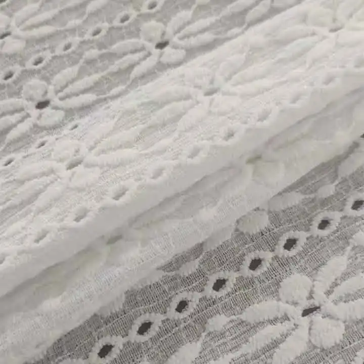 Luxury Embroidered 95% Polyester 5% Spandex Jacquard Eyelet Stretch Knitted Mesh Fabric For Wedding Dress