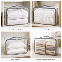 Sac d'emballage pour literie en PVC transparent personnalisé avec poignée en cuir renforcée pour le rangement des édredons