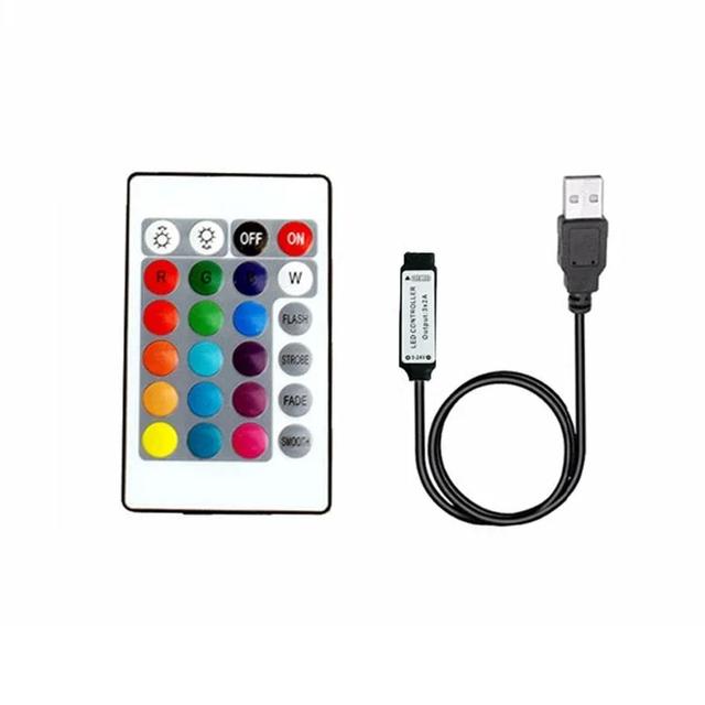 IR Infrared Remote Controlle USB 5V RGB LED Lamp 24 Keys Universal IR Extender Lighting Control, for 2835 5050 3528 Led Dimmer