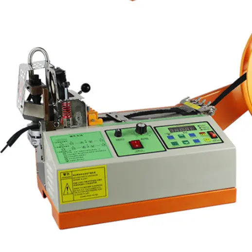 Máquina cortadora de correa de tela automática, cortadora de cinta con cremallera