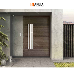 WANJIA personnalisé nouvelle sécurité avant grande villa moderne porte pivotante en bois massif porte extérieure en bois pour <span class=keywords><strong>maison</strong></span> - Product Image 1