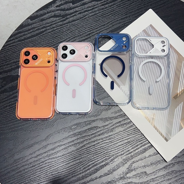 Luxury Magnetic Clear Mobile Phone Case for iPhone 17 18 pro max Wireless Charging With Metal Camera Frame Shockproof Back Cover