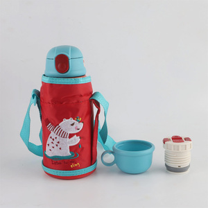 Botella de Agua Infantil de Acero Inoxidable de 500 ml con Doble Tapa, Diseño de Dibujos Animados, con Funda Aislante y Bolsa - Product Image 5