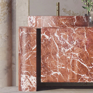 Mueble de Baño de Mármol Natural Rosso Levanto, <span class=keywords><strong>Lavabos</strong></span> de Mármol Rojo, Diseño de Lavabo - Product Image 3