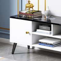 Ensemble de meubles de salon de luxe européen, 5 pièces, support tv, design haut en marbre avec tiroir