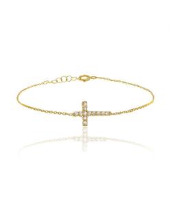 LOZRUNVE <span class=keywords><strong>Bracelet</strong></span> Mini <span class=keywords><strong>Croix</strong></span> en <span class=keywords><strong>Argent</strong></span> Sterling Pave CZ 925 - Product Image 1