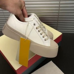 Zapatos Deportivos Casuales Transpirables con Plataforma y Cordones de Cuero y Tela, Punta Redonda, Estilo Moderno y Lujoso -Mrn-nii - Product Image 3