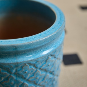 Juego de 3 Macetas de Cerámica Mdj, Redondas, con Patrón Geométrico Azul, para Interiores y Exteriores, para Hogar y Jardín, Estilo Moderno - Product Image 5