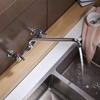 Robinet de cuisine moderne pour hôtel, montage sur plan, usage commercial, bec pivotant de 8 pouces, double poignée, finition chromée, valve en céramique, garantie 5 ans