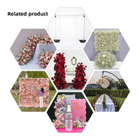 Arche de fleurs artificielles en soie rouge avec structure métallique pour décoration de mariage