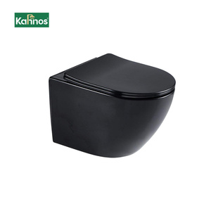 ชุดสุขภัณฑ์แบบแขวนผนังสีดำทันสมัย เทคโนโลยีระบบชำระล้างไร้ขอบ ประหยัดพื้นที่ ดีไซน์สวยงาม ผลิตจากเซรามิกคุณภาพสูง - Product Image 1