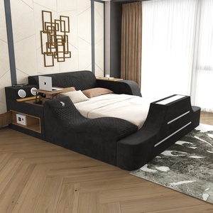 <span class=keywords><strong>Lit</strong></span> intelligent multifonctionnel moderne en tissu, taille Queen/<span class=keywords><strong>King</strong></span>, avec massage électrique, meubles de chambre à coucher, <span class=keywords><strong>lit</strong></span> réglable, meuble TV - Product Image 2