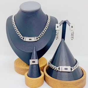 HC <span class=keywords><strong>Dubai</strong></span> Hot Bán thép không gỉ dát Zircon 18K vàng mạ Moroccan Vòng Cổ Vòng đeo tay Bông tai trang sức Set cho phụ nữ - Product Image 2