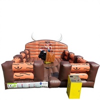 Machine de combat de taureau mécanique gonflable portable et durable 5x5m en métal pour défi de l'équilibre de cowboy, fêtes de carnaval et arènes de rodéo