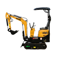 Mini-excavatrice compacte de 1 tonne, excavatrice hydraulique sur chenilles avec bras articulé pour verger