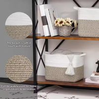 Panier à linge carré Ins Boîte de rangement Panier de rangement tissé en corde de coton Panier de rangement pour jouets divers