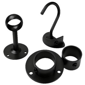 Stainless Steel Black Flange Seat Round Head High Leg Tube Mount Wall Mount <b>Wardrobe</b> <b>Hardware</b> 201 - Product Image 2