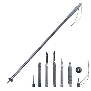 Bastón de senderismo multifuncional, plegable, para supervivencia al aire libre, aleación de aluminio, Alpenstock para senderismo, <span class=keywords><strong>autodefensa</strong></span> - Product Image 3