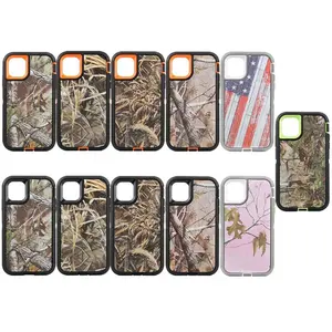 Phone defender for iPhone 15 pro max case with camouflage hard soft tree paddy camo phone 15 plus 15 pro max defender clip