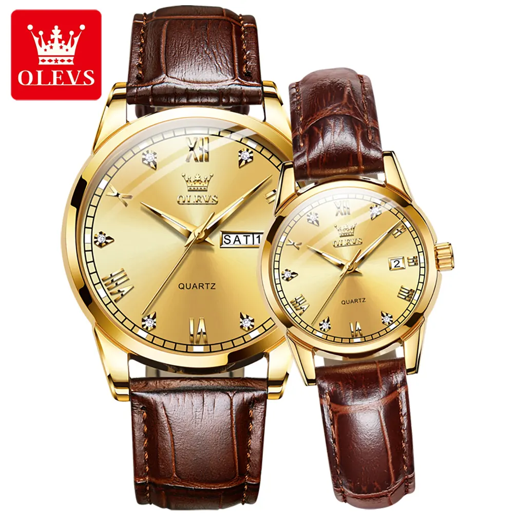 OLEVS-Relojes de pulsera de cuarzo con logotipo personalizado para hombre, venta al por mayor, fábrica de China, 6896