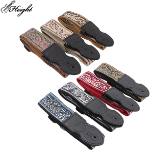 Correa de Guitarra Personalizada de Poliéster Ajustable con Patrón y Extremos de Cuero PU Negro para Guitarra Acústica y Bajo - Product Image 4