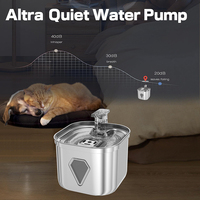 Fontaine à eau automatique pour animaux de compagnie populaire, 2,2 L, en acier inoxydable, pour chats d'intérieur et petits animaux