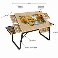 Table de puzzle pliable peu encombrante avec hauteur et angle d'inclinaison réglables, plateau en bois et feutre pour adultes, cadeau familial