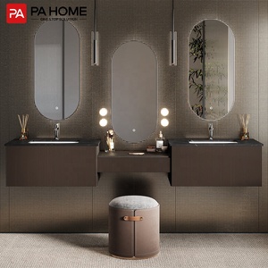 PA Hôtel Smart Mdf Armoire de toilette Étanche <span class=keywords><strong>Double</strong></span> Lavabo Salle de bain Vanité Avec Miroir Led - Product Image 3