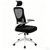 Chaise de bureau exécutive FlameGlow moderne et confortable avec siège pivotant réglable, accoudoirs en maille, dossier solide en PVC, pliable pour la maison et le bureau