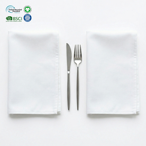 Soft Absorbent White 18x18 Inch Poly Cotton Waterproof Customizable Sizes Hotel Napkins Hemmed Edge Reusable for Banquet Hall - Product Image 1