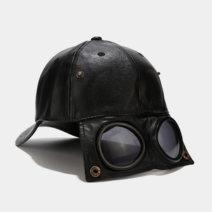 Vente chaude Nouvelle Arrivée Casquette De Baseball Élégante pour Hommes Femmes PU <span class=keywords><strong>Cuir</strong></span> Fly Chapeau avec Lunettes 100% Polyester Caractéristique De Tissu Commun - Product Image 2