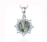 Collier de luxe en argent sterling 925 avec agate mousse, pendentif œil porte-bonheur plaqué or, chaîne demi-cercle, bijoux pour femme